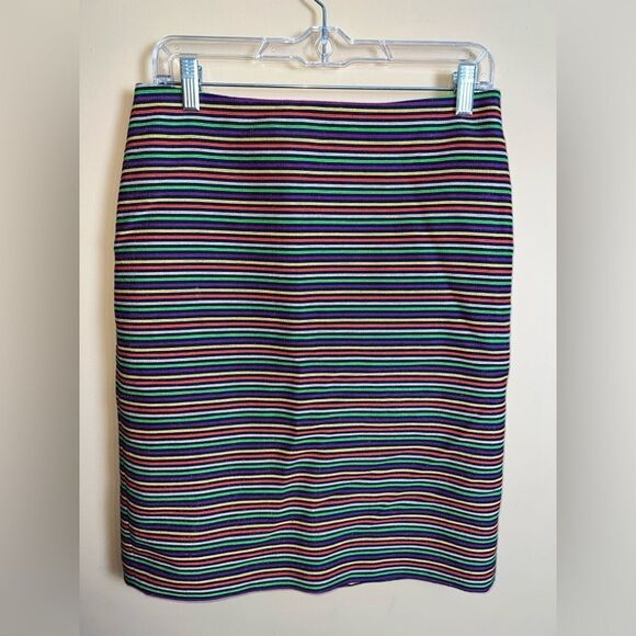 Talbots Size 8 Bright Colorful Striped Pencil Straight Knee Length Skirt NWOT - Picture 1 of 6
